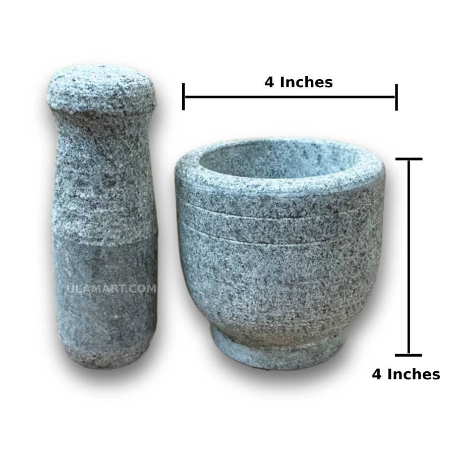 Stone Mortar and Pestle Stone/Grinding Masher - 4 inches - 2
