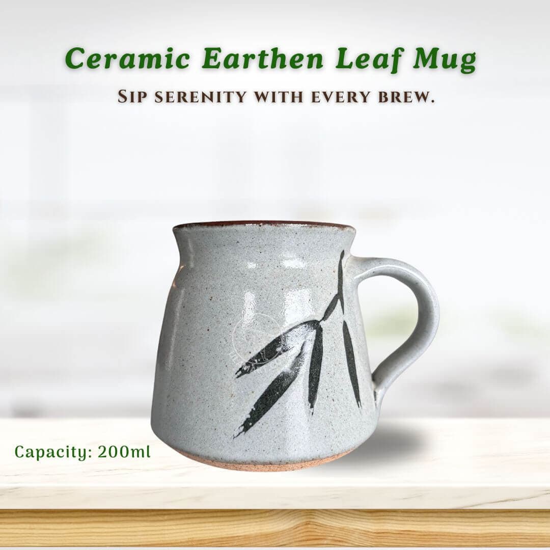 Ceramic Earthen Leaf Tea Mug | 200ml - இயற்கையின் மடியில் ஒரு தேநீர் தருணம்!