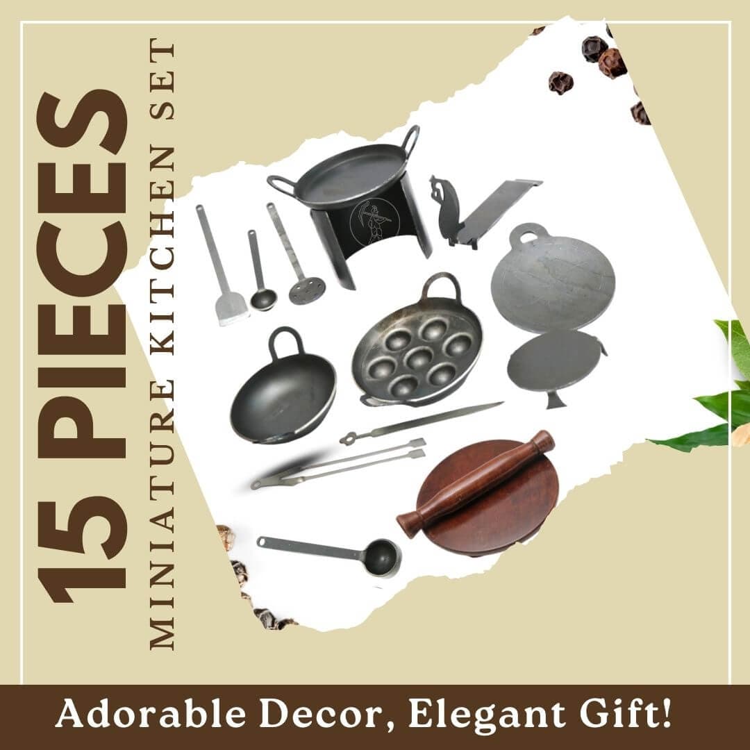 Iron Miniature Kitchen Cooking Set for Kids|15 Pieces | Big size | 5+ Years - 2