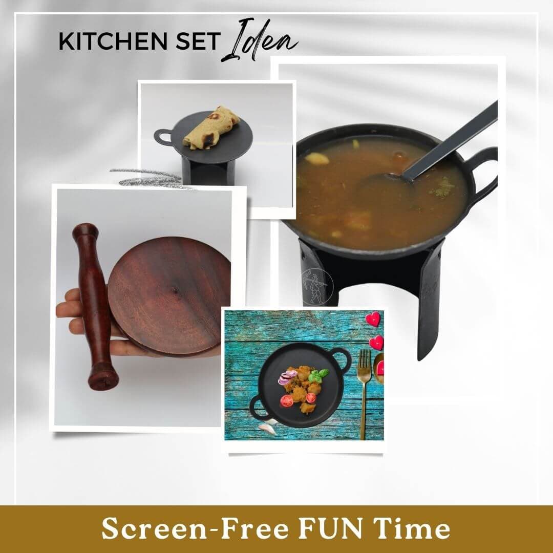 Iron Miniature Kitchen Cooking Set for Kids|15 Pieces | Big size | 5+ Years - 3