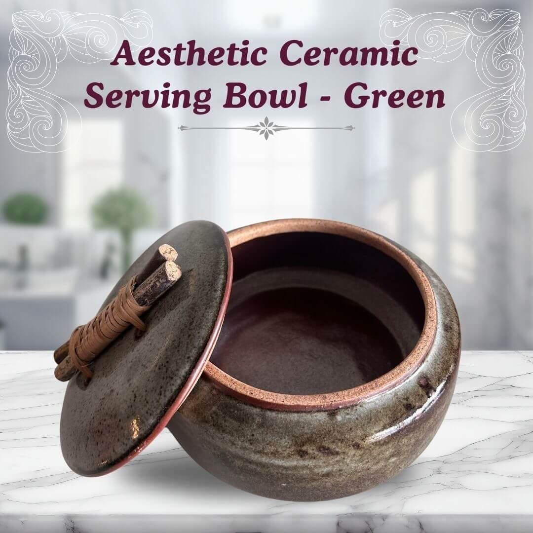 செராமிக் அழகிய ரொட்டி பாக்ஸ் - பச்சை | Ceramic Aesthetic Roti Box - Green