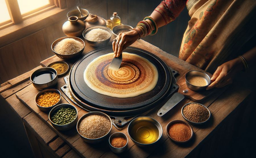 dosa cooking