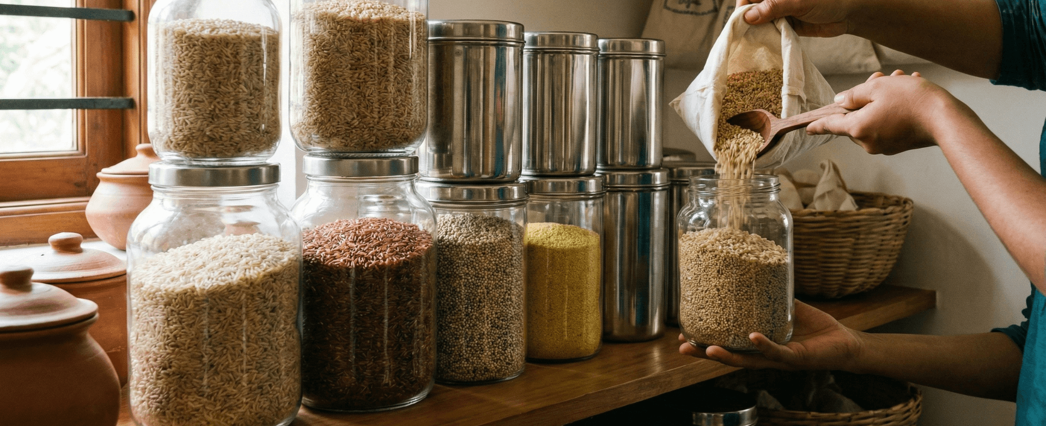 
        The Ultimate Guide to Storing Organic Rice and Millets for Maximum Freshness