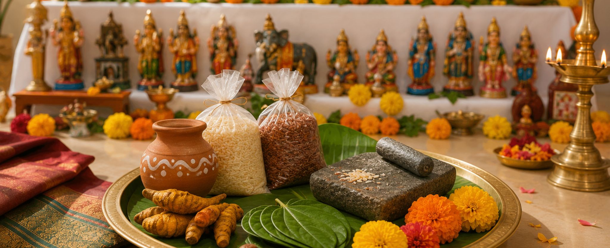 
        Navaratri Golu Gifting Guide: Rice, Clay Miniatures, and Stone Miniatures for Return Gifts