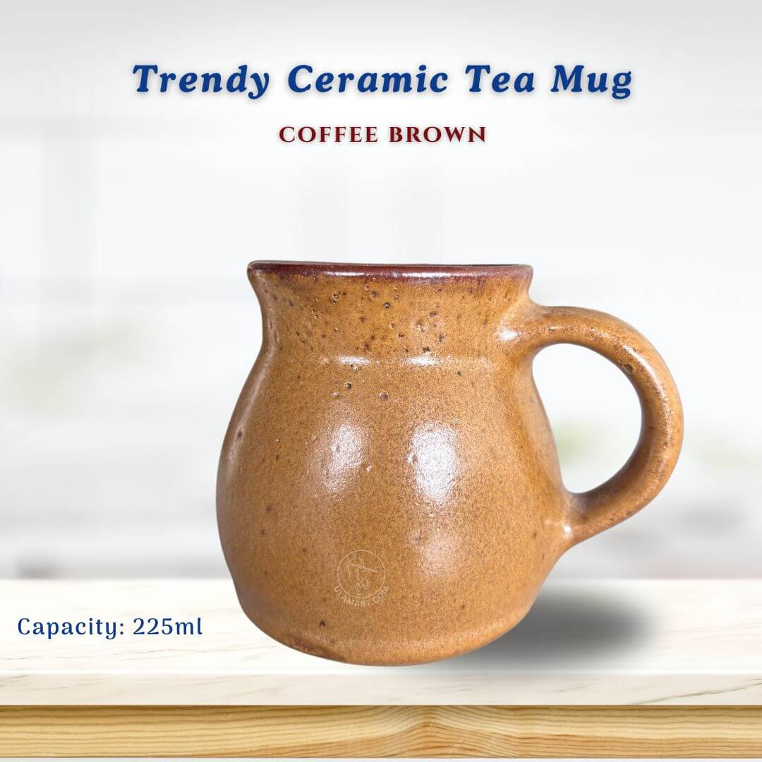 Medium Ceramic Tea Cup | Coffee Brown | 225ml