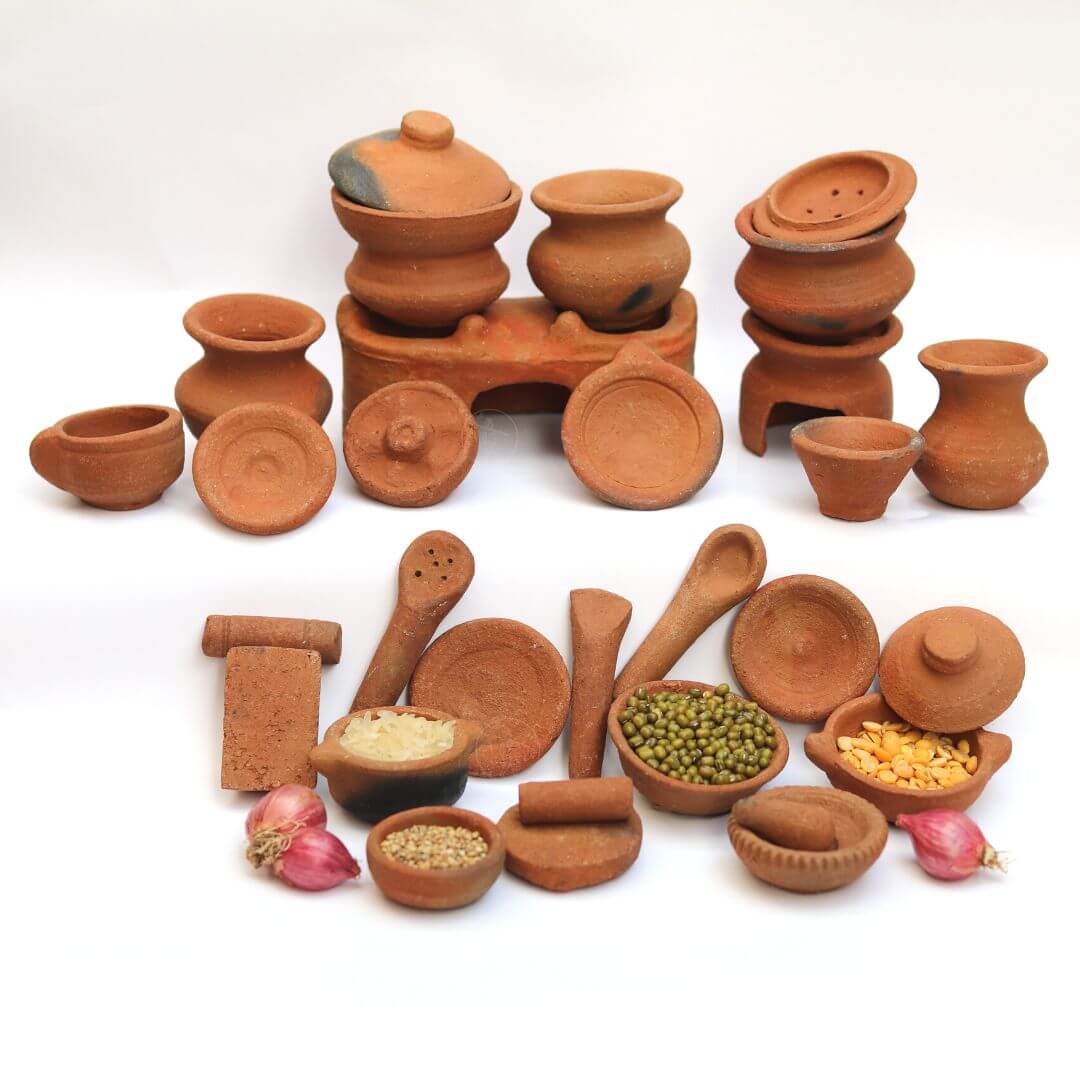 30 Pieces Miniature Clay Kitchen Set | Traditional Home Decor