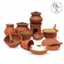 Clay Kitchen Set 14 Pcs Miniature For Kids | Medium size earthenware Playset