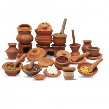 Clay Kitchen Set 30 Pcs Miniature For Kids | Earthenware Playset
