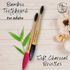 Natural Bamboo Toothbrush For Adults | Charcoal Bristles | Pack of 2
