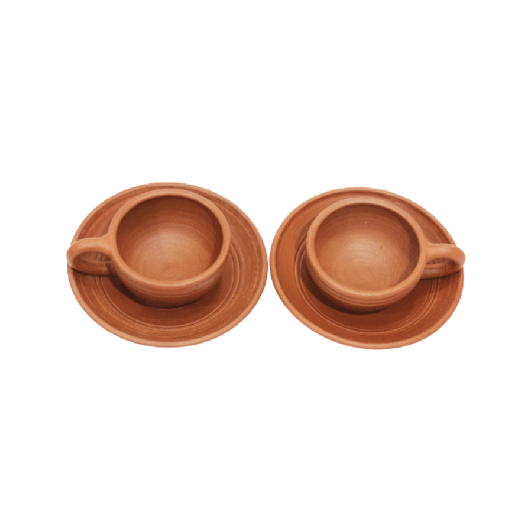 Clay cup and saucer - Pack of 2