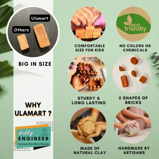 Terracotta Clay Miniature Bricks for Kids
