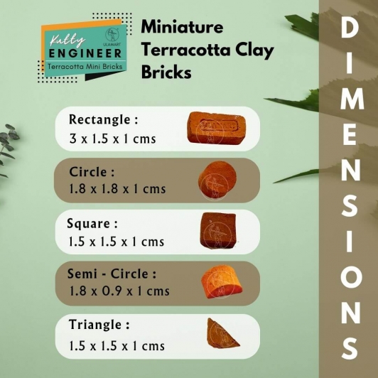 Terracotta Clay Miniature Bricks for Kids