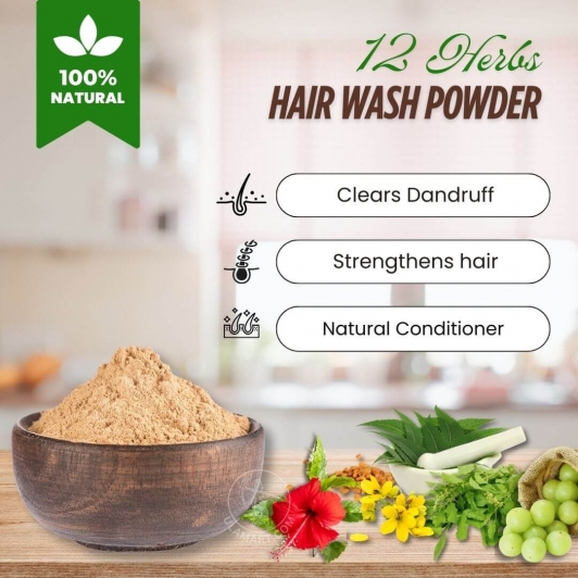 Homemade Shikakai Hair Wash Powder with 12 Natural Ingredients | Herbal & Chemical-Free Care