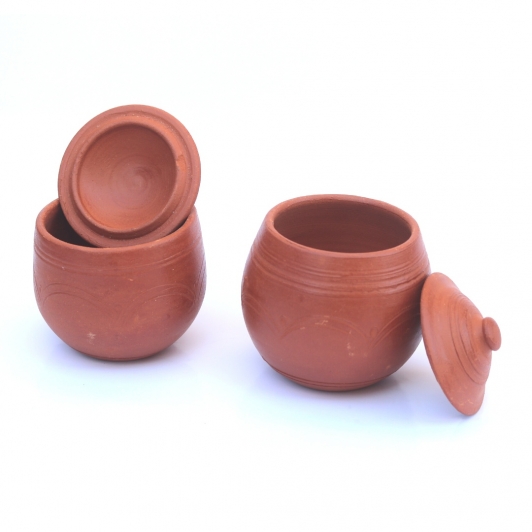 3 inch Clay Pot With Lid - Pack of 2| Dinnerware