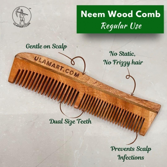 Natural Neem Wood Comb | Super Saver 2 Pieces Combo