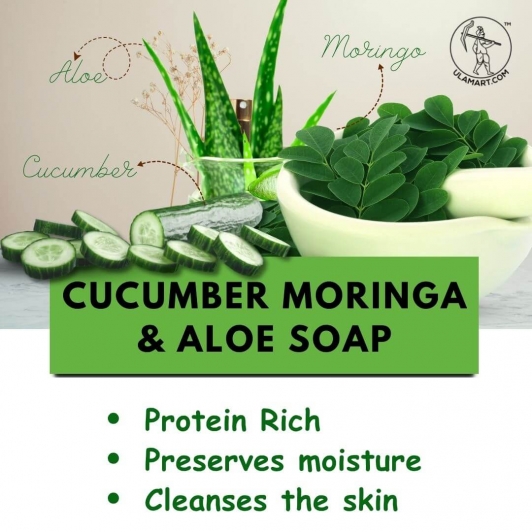 Cucumber, Moringa & Aloevera Soap | 3 Herbs in 1 | handmade