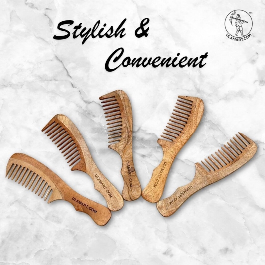Neem Wood Comb Detangling Comb | Fancy Handle