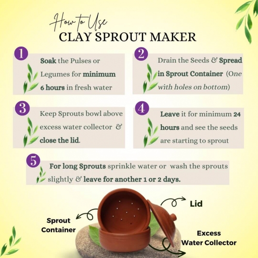 CLAY SPROUTING POT WITH LID | SPROUT MAKER | ECO-FRIENDLY