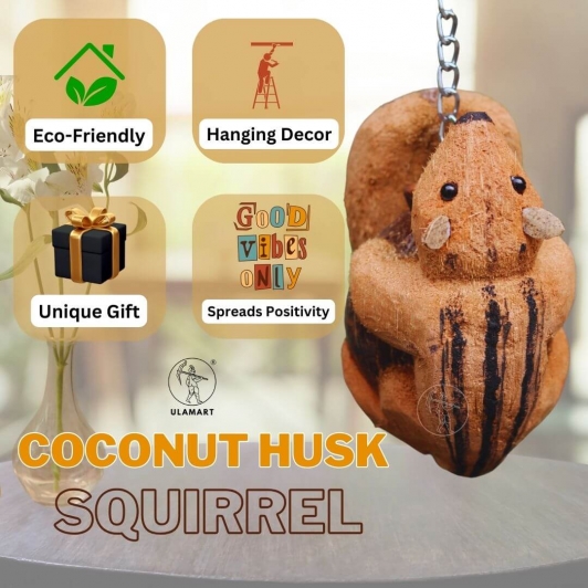 Coconut Husk Squirrel - Hanging Home Decor