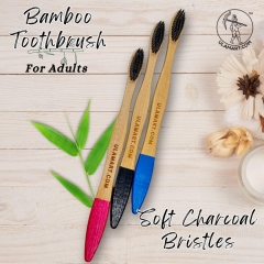 Natural Bamboo Toothbrush For Adults | Charcoal Bristles | Pack of 2