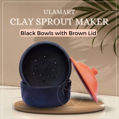 Clay Sprout Pot with Lid - Black and Brown| SPROUT MAKER | Elegant kitchen add-on